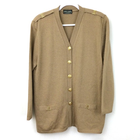 oversized gold button cardigan