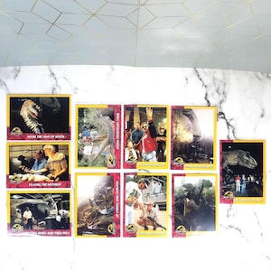 Lot de 10 cartes de film Jurassic Park vintage, cartes sur la scène et faits supplémentaires sur le film JP Topps vintage n° 3