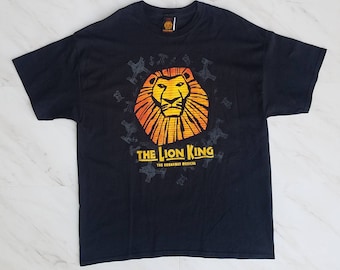 Vintage Graphic Black Short Sleeve Tee Shirt The Lion King Broadway Musical Tour