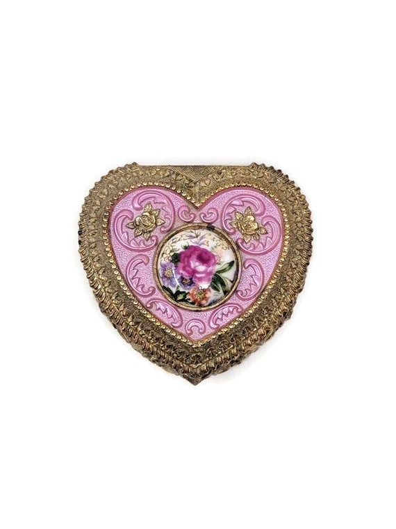 Vintage gold footed trinket - Gem