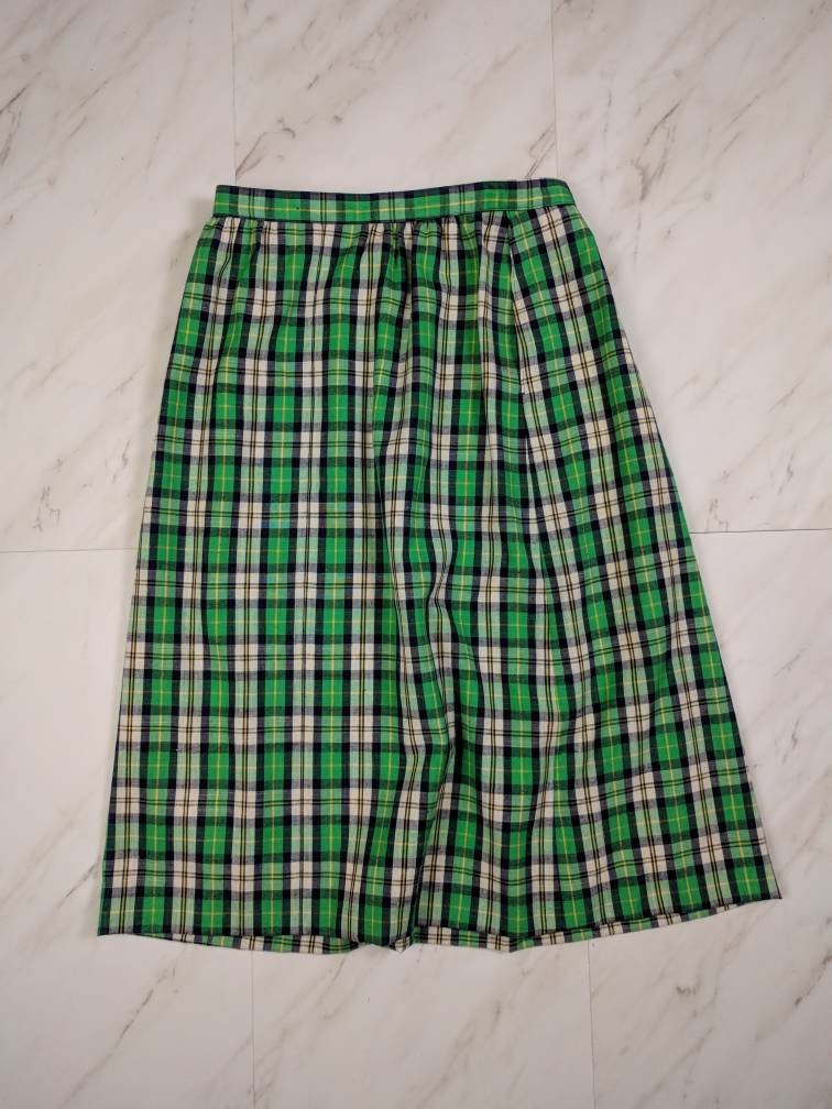 Vintage Green Blue Tartan Plaid Skirt Country Sophisticate by - Etsy