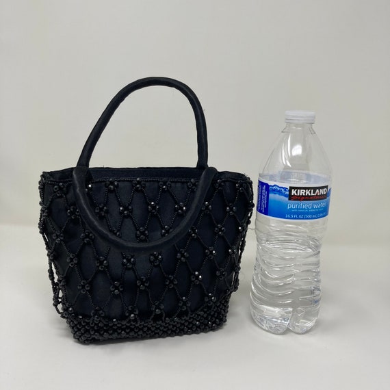 Y2K Beaded Net Mini Bag Handbag, Black Lancôme Pu… - image 5