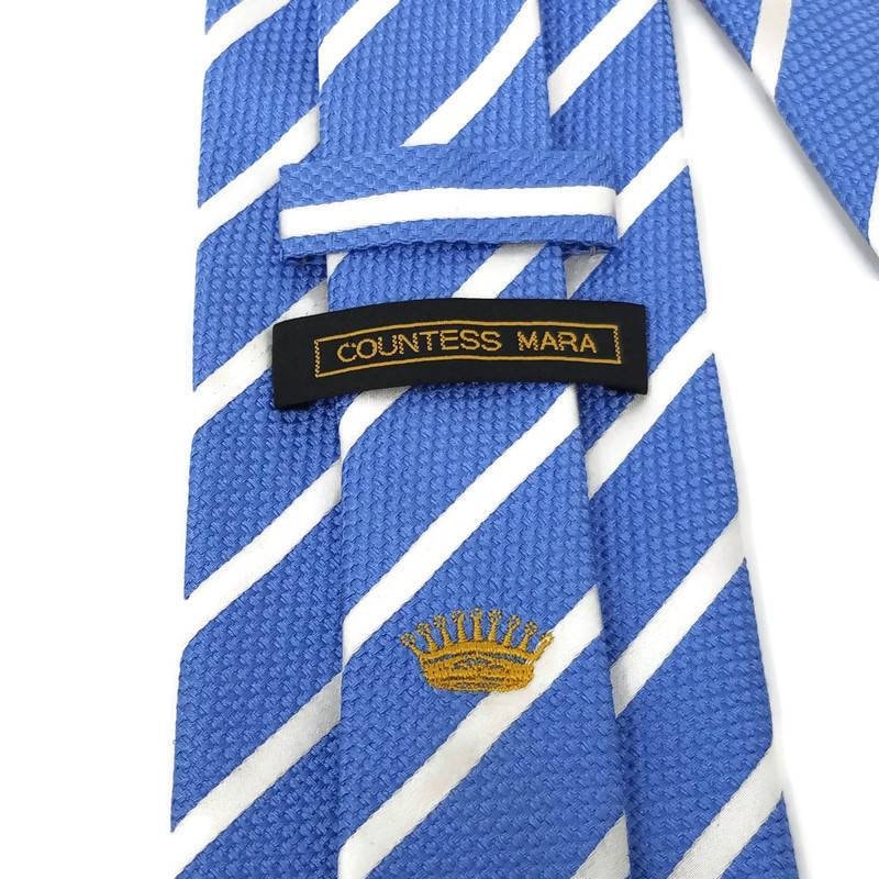 Vintage Countess Mara Necktie 100 Silk Woven Blue Silver Etsy
