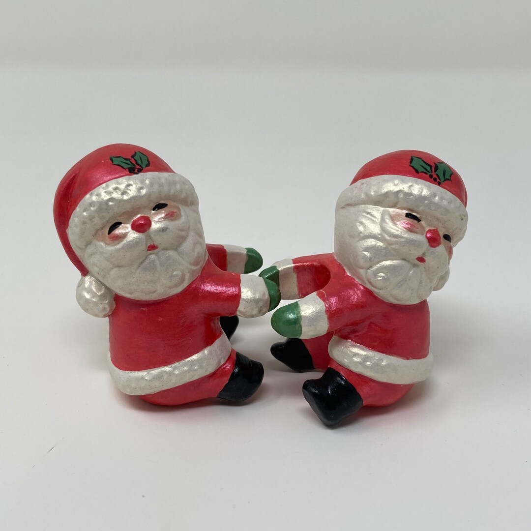 Vintage Miniature Iridescent Santa Claus Christmas Candle Huggers Etsy