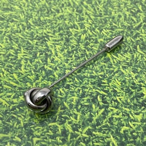 Vintage Silver Tone Tied Bun Knot Pin with Goth Aesthetic Style, Silver Tone Metal Stick Pin