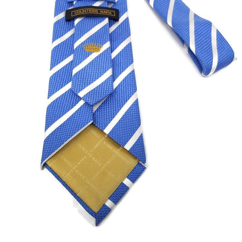 Vintage Countess Mara Necktie 100 Silk Woven Blue Silver Etsy