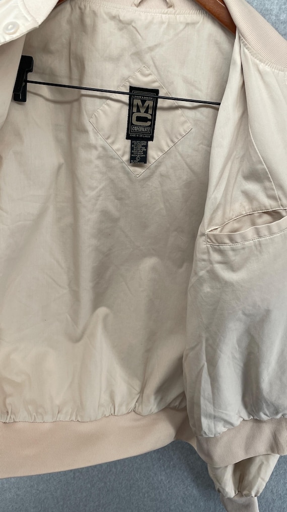 Vintage Bomber Jacket Solid Beige MC Clothing Com… - image 7
