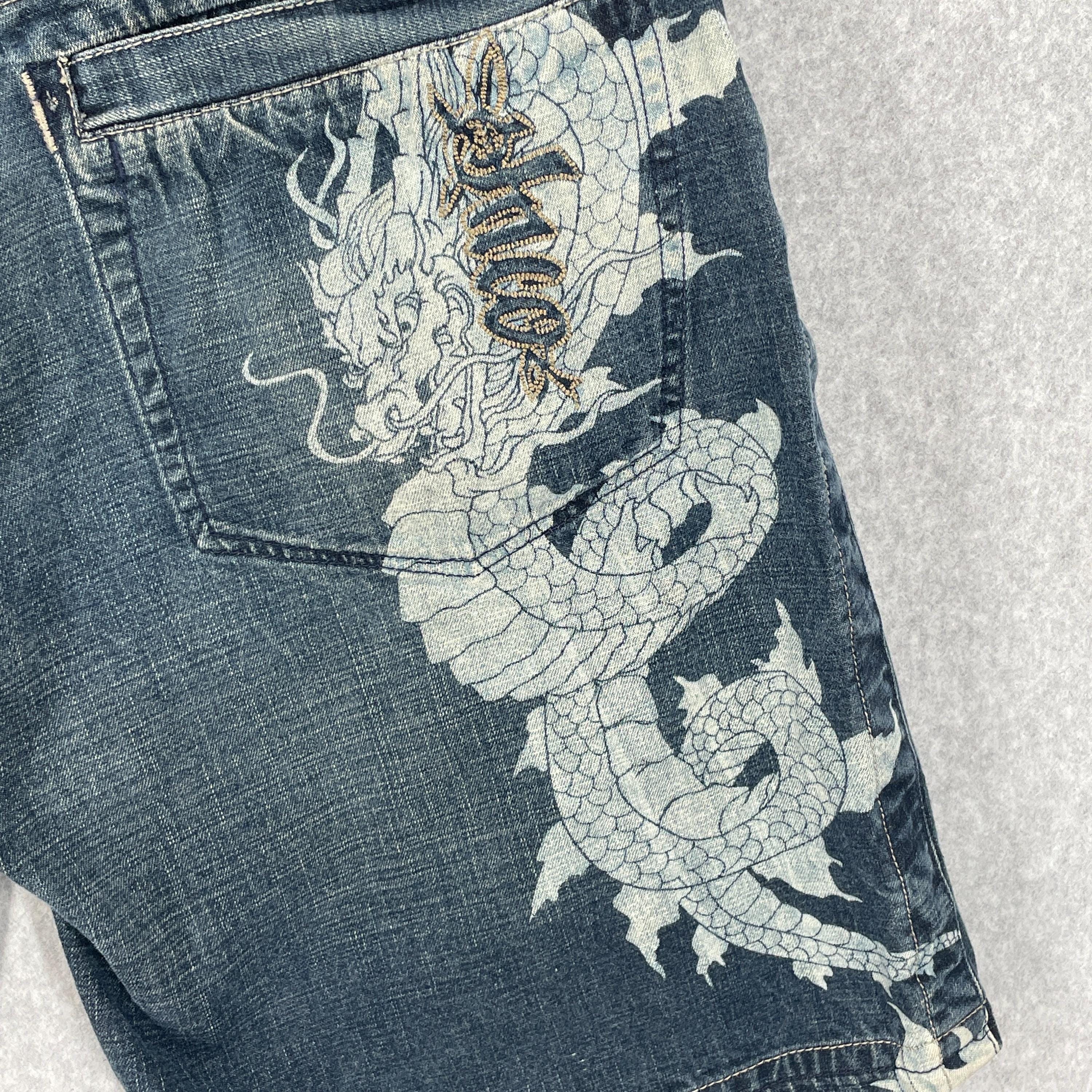 SENTENCE × 9090 dragon jorts JNCO dragon embroidered Jorts Size 38 | eBay
