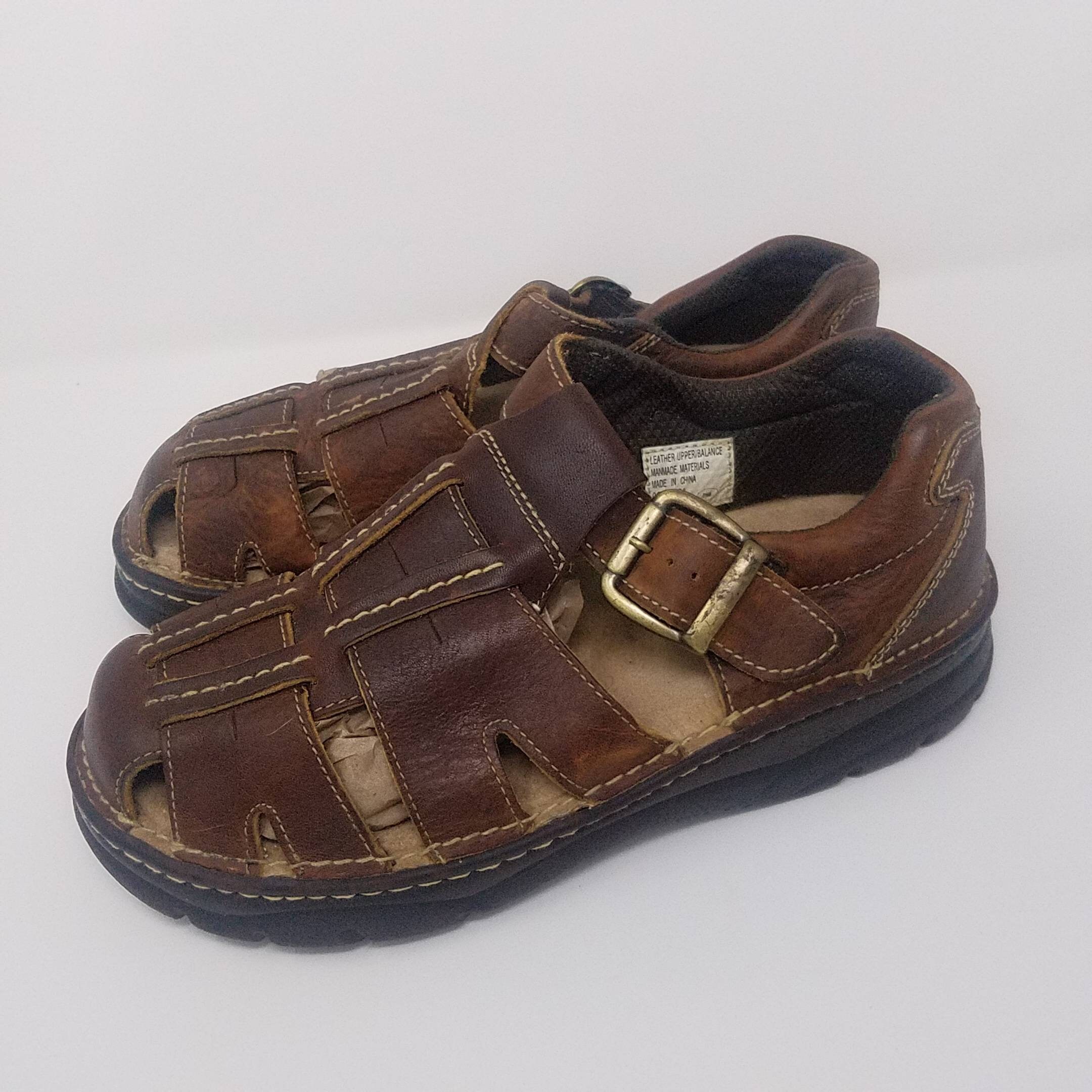 Vintage Brown Leather 90s Fisherman Sandals Buckle Comfort - Etsy