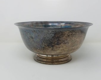 Vintage Silver Patina Large Pedestal Bowl, Paul Revere Reproduction 1983 F.B. Rogers Silver Co. #10