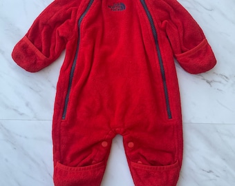 Vintage Y2K The North Face Red Infant Campshire Bodysuit One Peice 0-3 Months Old
