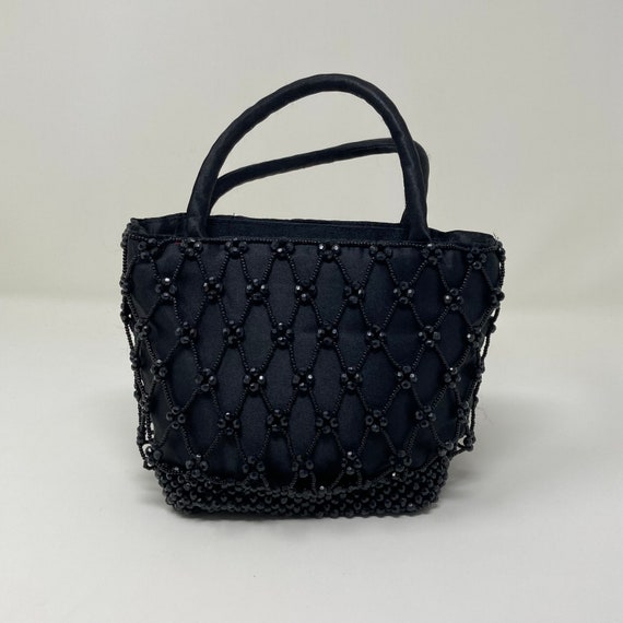 Y2K Beaded Net Mini Bag Handbag, Black Lancôme Pu… - image 1