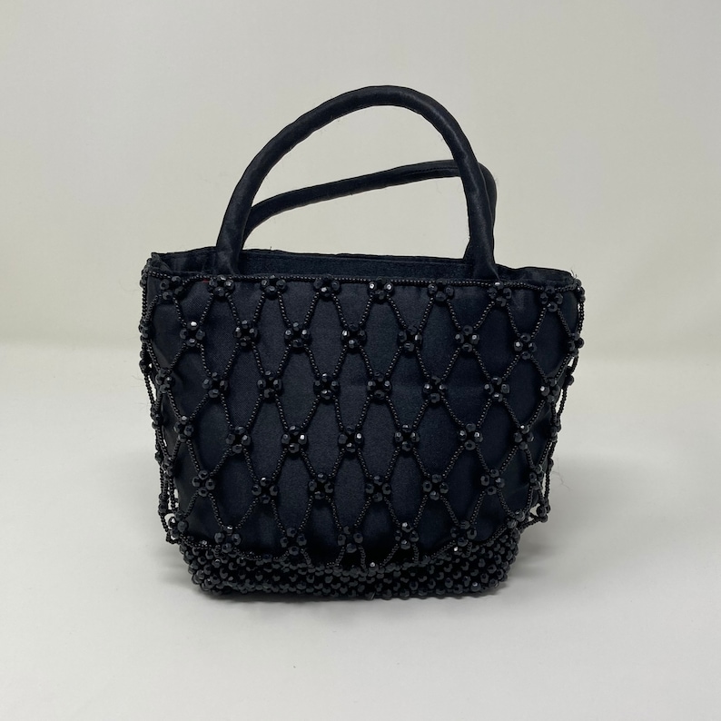 Y2K Beaded Net Mini Bag Handbag, Black Lancôme Purse image 1