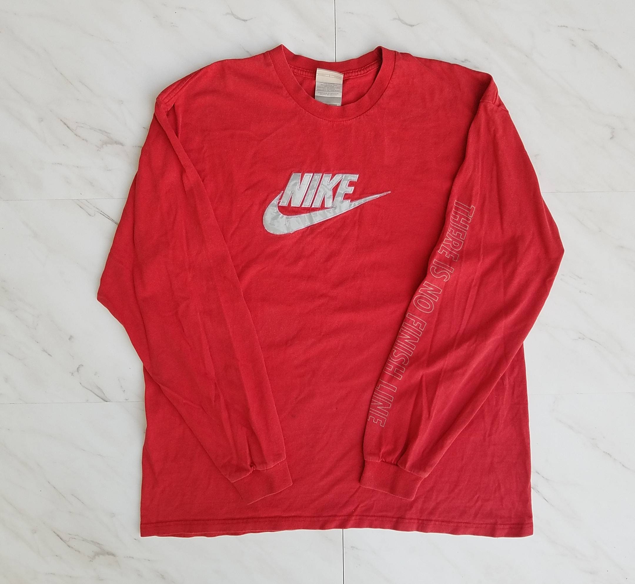 Vintage Red Nike Long Sleeve Large Silve Tag Logo Spell Out Vintage Red Nike Long Sleeve Large Silve Tag Logo Spell Out