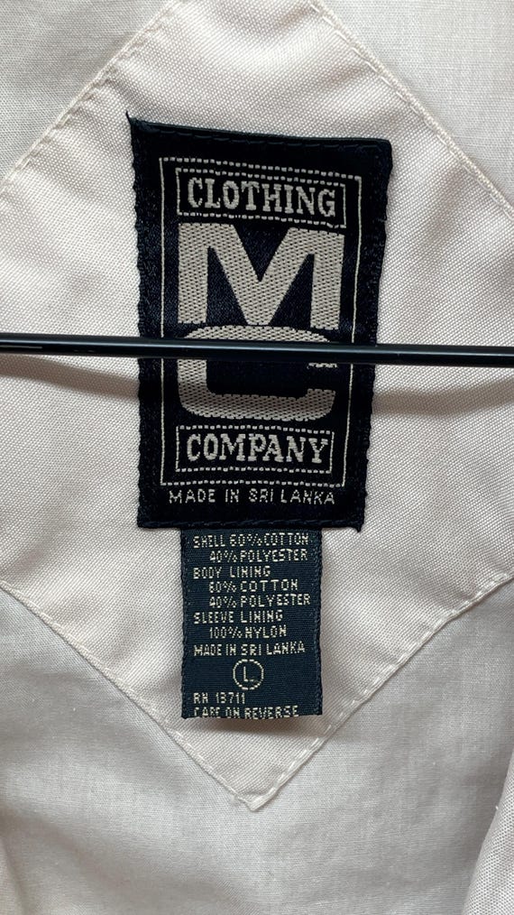 Vintage Bomber Jacket Solid Beige MC Clothing Com… - image 2