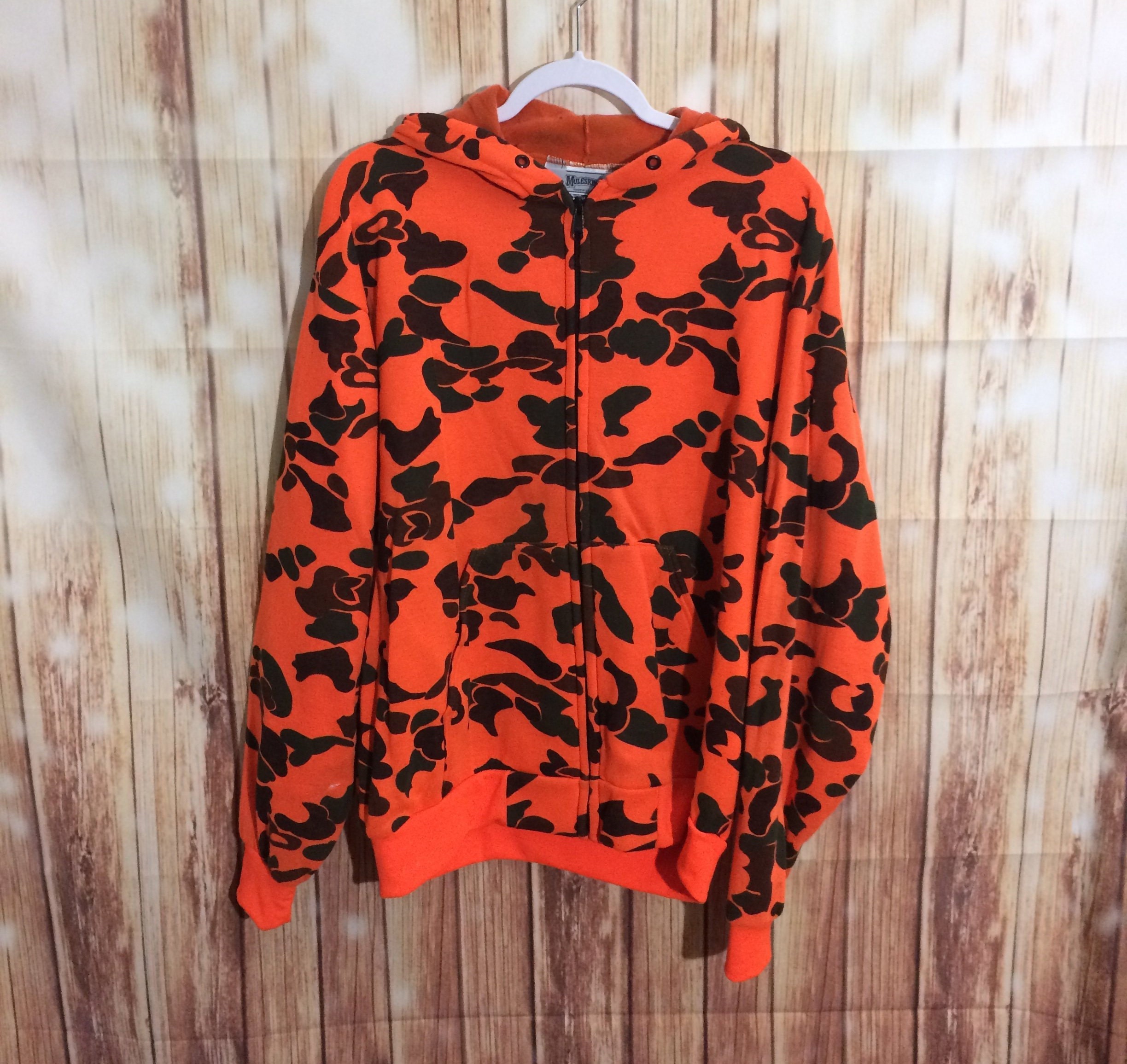 Vtg 90's Neon Orange Camo Print Hoodie by | Etsy