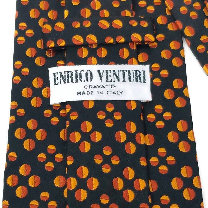 Vintage Silk Black Enrico Venturi Necktie Orange 4 Retro Dot - Etsy