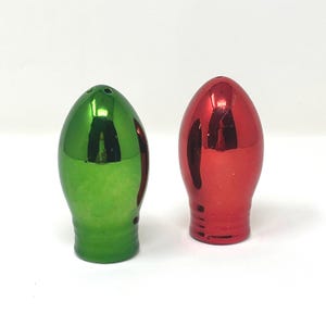 2000s Light Bulbs Red Green, Vintage Salt and Pepper Shakers, With Box