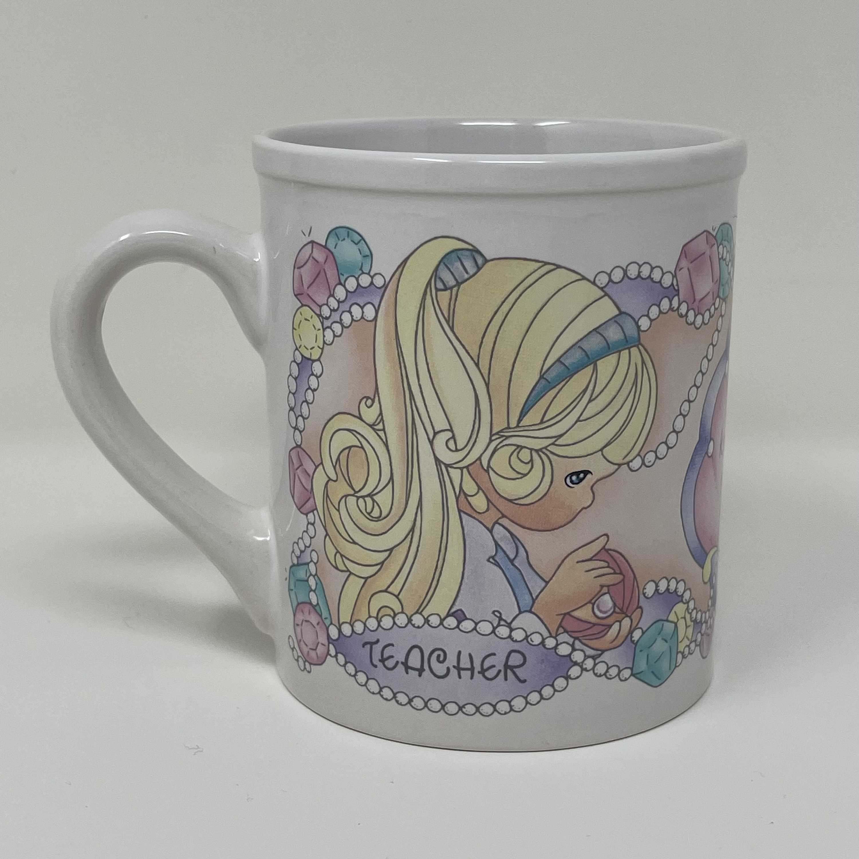 Vintage Enesco 90's Blonde Teacher Poem, Kawaii Precious moments with Handle, Desk Décor