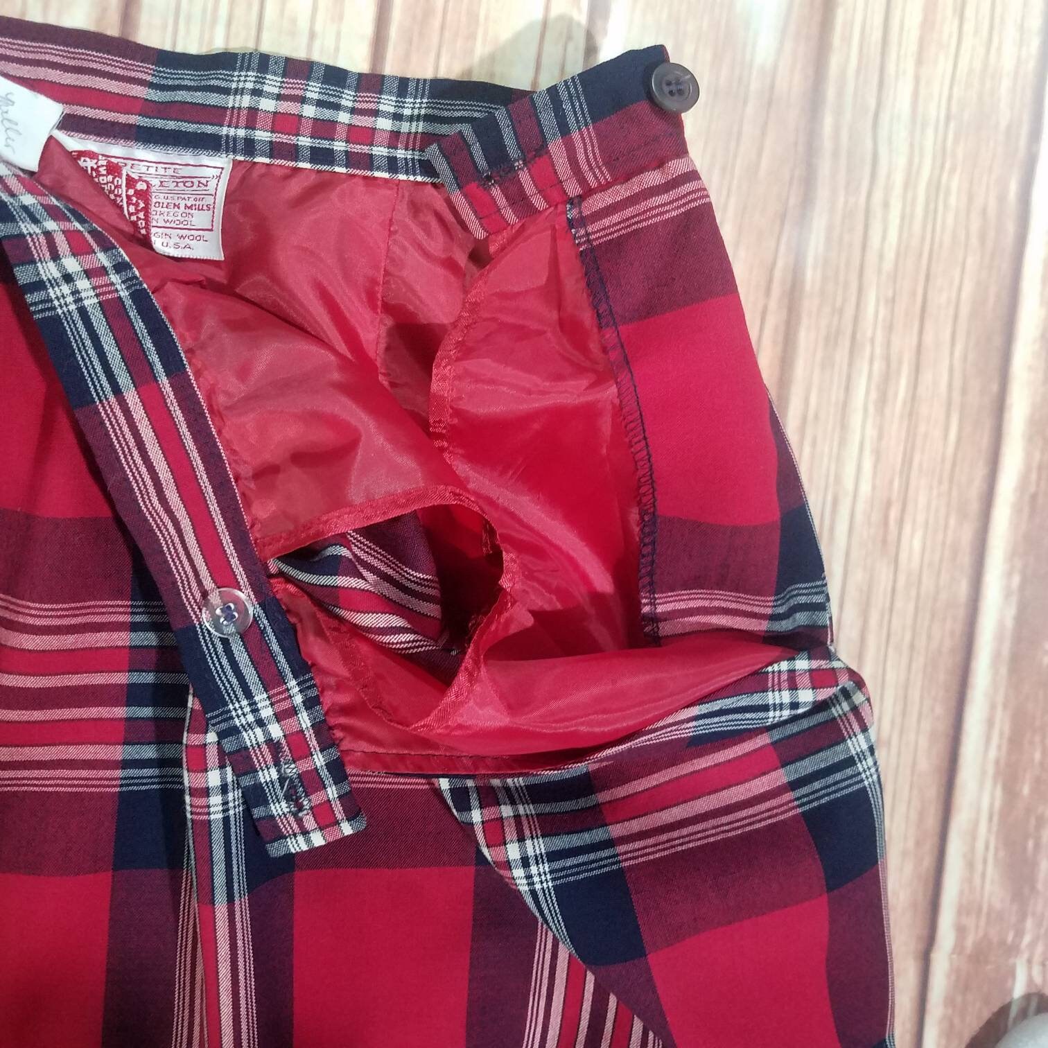 Vintage Red and Blue Plaid 100 Virgin Wool Pockets High Waist Pendleton ...