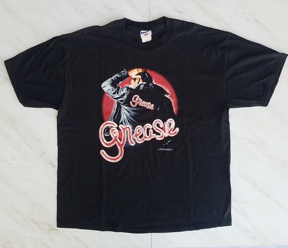 Vintage XL Jerzees Activewear Tee Grease Musical Tour 2000 Todo negro con graficos Fondo rojo raro de doble cara Etsy Mexico