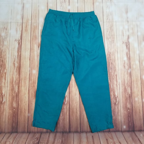 Vintage 100% Silk Green Pants Windbreaker 80's Si… - image 1