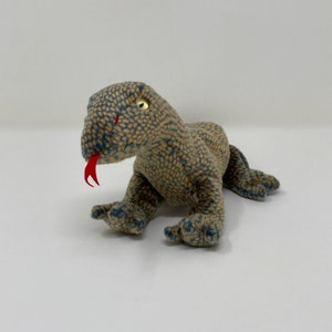 Vintage Rare Retired 90s Komodo Dragon Lizard Scaly, Green and Yellow Colorway, Birthday Feb 9 1999, Beanie Baby Plush Animal, 90s Y2K Toys