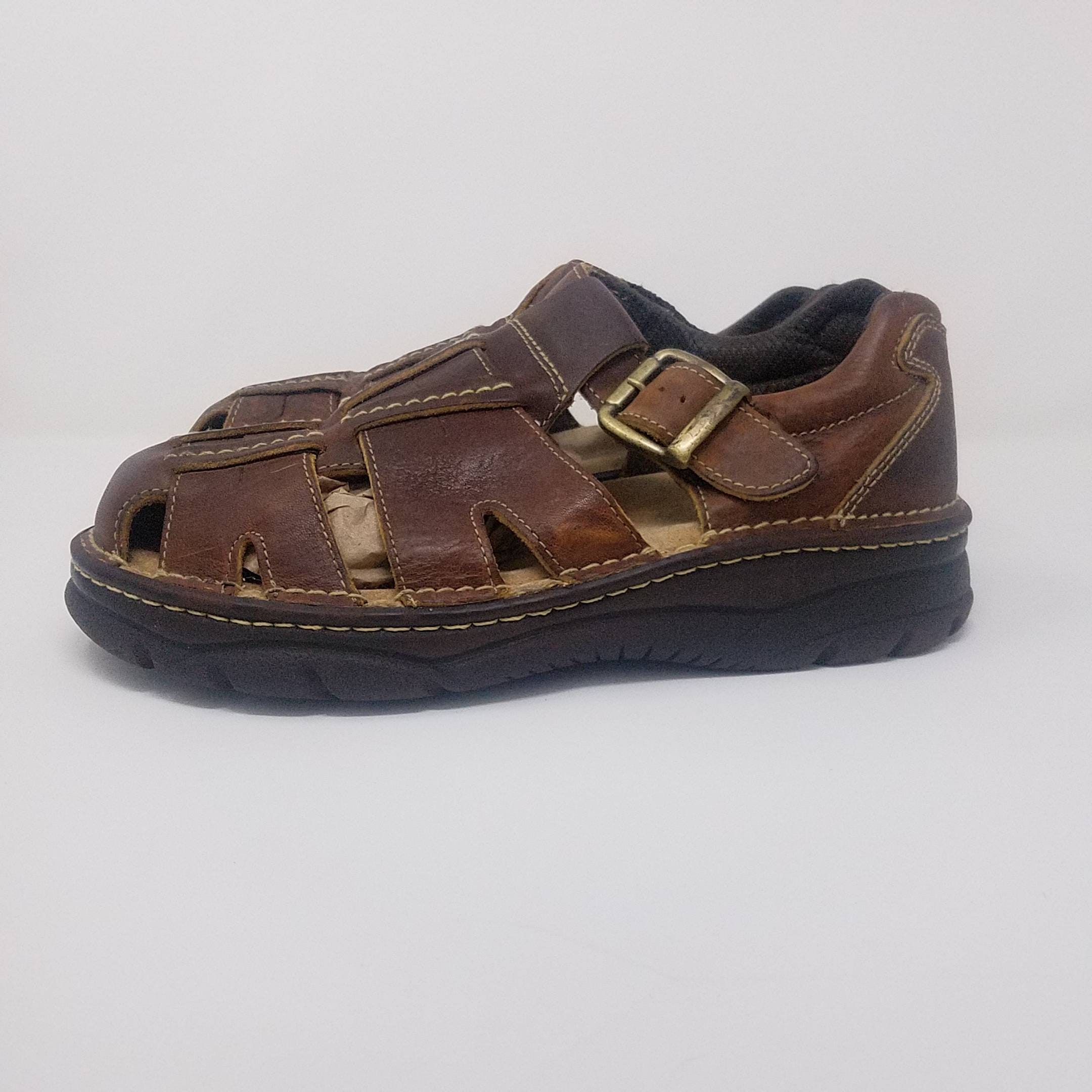 Vintage Brown Leather 90s Fisherman Sandals Buckle Comfort - Etsy