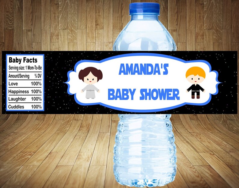 Star Wars Water Bottle Label Star Wars Baby Shower Star Etsy