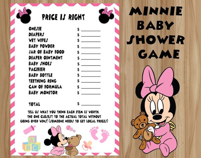 Minnie Mouse Baby Shower Game Minnie Mouse Baby Shower Etsy