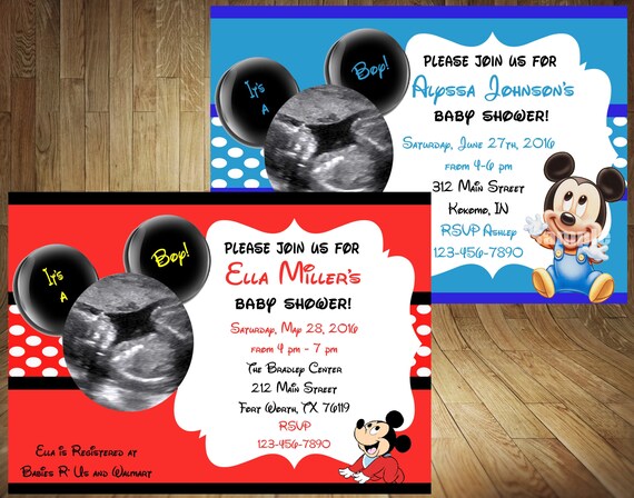 Mickey Mouse Bebe Ducha Invitacion Mickey Mouse Baby Ducha Etsy