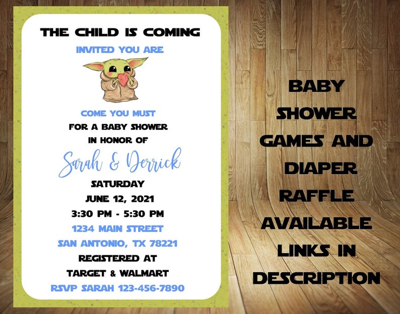 Yoda Baby Shower Games Yoda Baby Shower Star Wars Shower Etsy