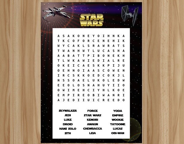 star wars word search star wars birthday star wars favor etsy