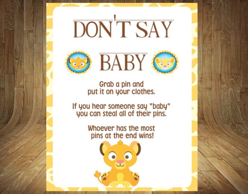 Lion King Don T Say Baby Lion King Baby Shower Game Lion Etsy Lion King Don T Say Baby Lion King Baby Shower Game Lion Etsy