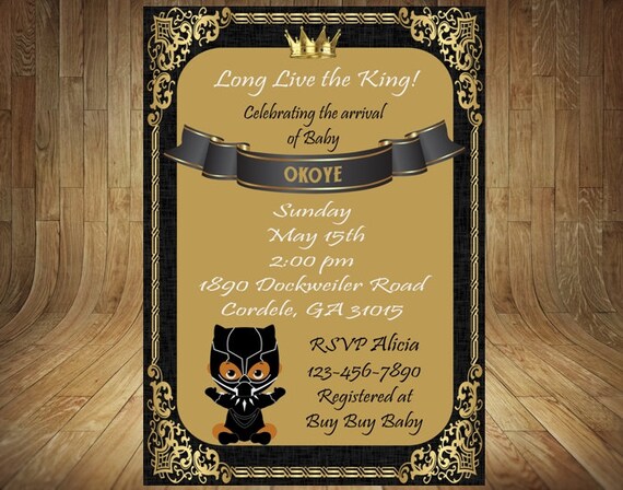 black panther baby shower invitations