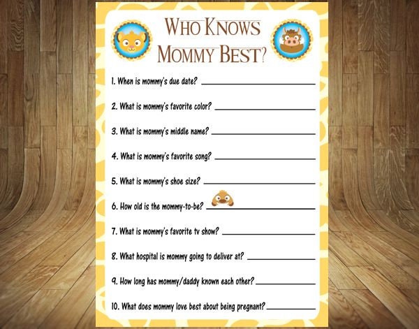 Lion King Printable Editable baby shower games L01 Lion King Baby Shower mom or dad game Lion King Game Simba Guess who mom or dad game