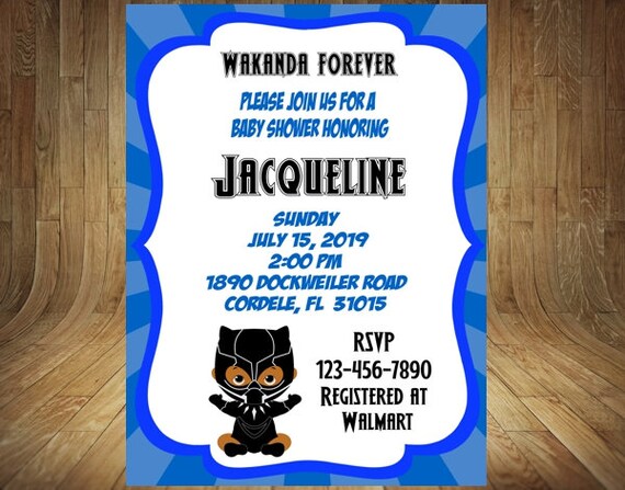 black panther baby shower invitations