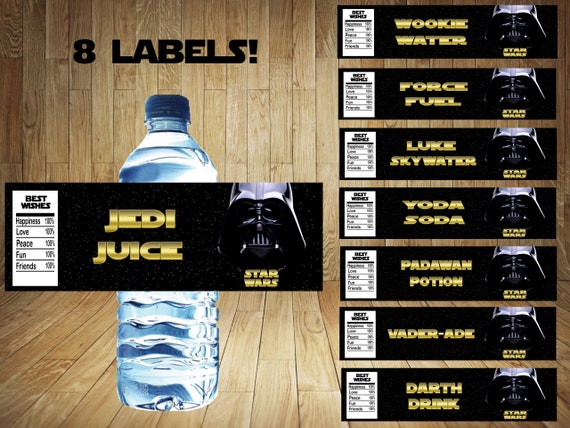 star wars water bottle labels