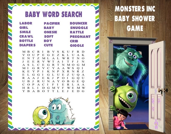 Monsters Inc Baby Shower Game Monsters Inc Baby Shower Etsy