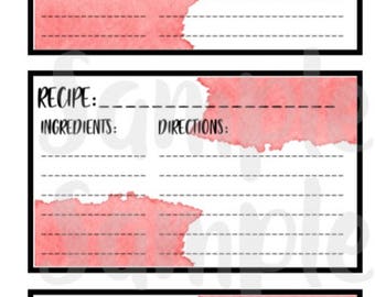 RECEPTKAARTEN, Receptnotities, 3x5 Indexkaart, 3x5 Receptkaart, Recept afdrukbaar