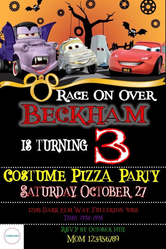 Disney Cars Halloween 2022 Cars Halloween Birthday Invitation Cars Printable Etsy Israel