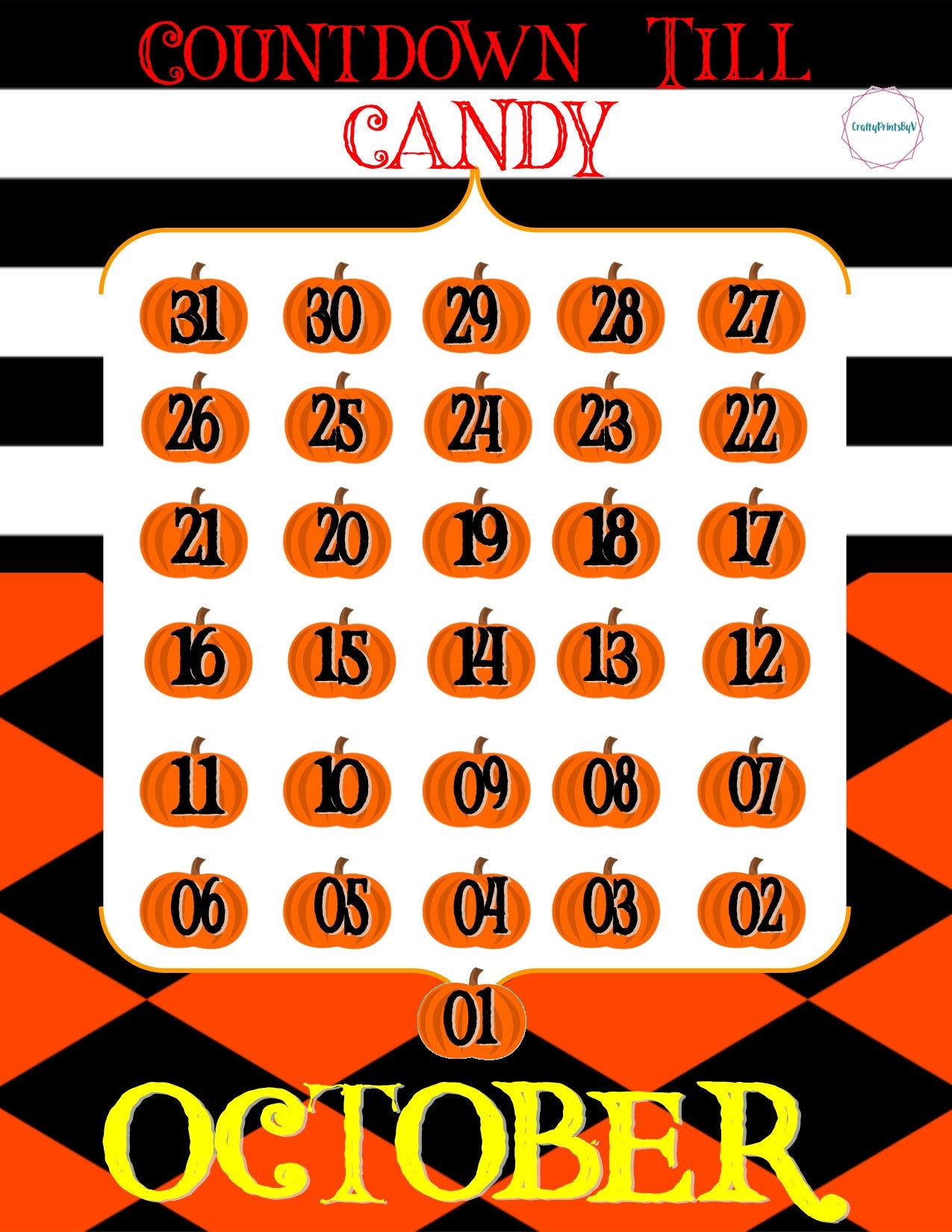 Halloween Countdown Candy Countdown Halloween Calendar | Etsy