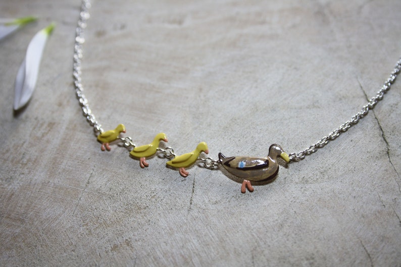 Family jewellery Duck jewellery Enamelled jewellery Family of Ducks Necklace Family necklace Duck Necklace enamelled Necklace