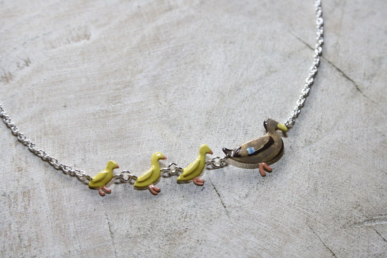 Family jewellery Duck jewellery Enamelled jewellery Family of Ducks Necklace Family necklace Duck Necklace enamelled Necklace