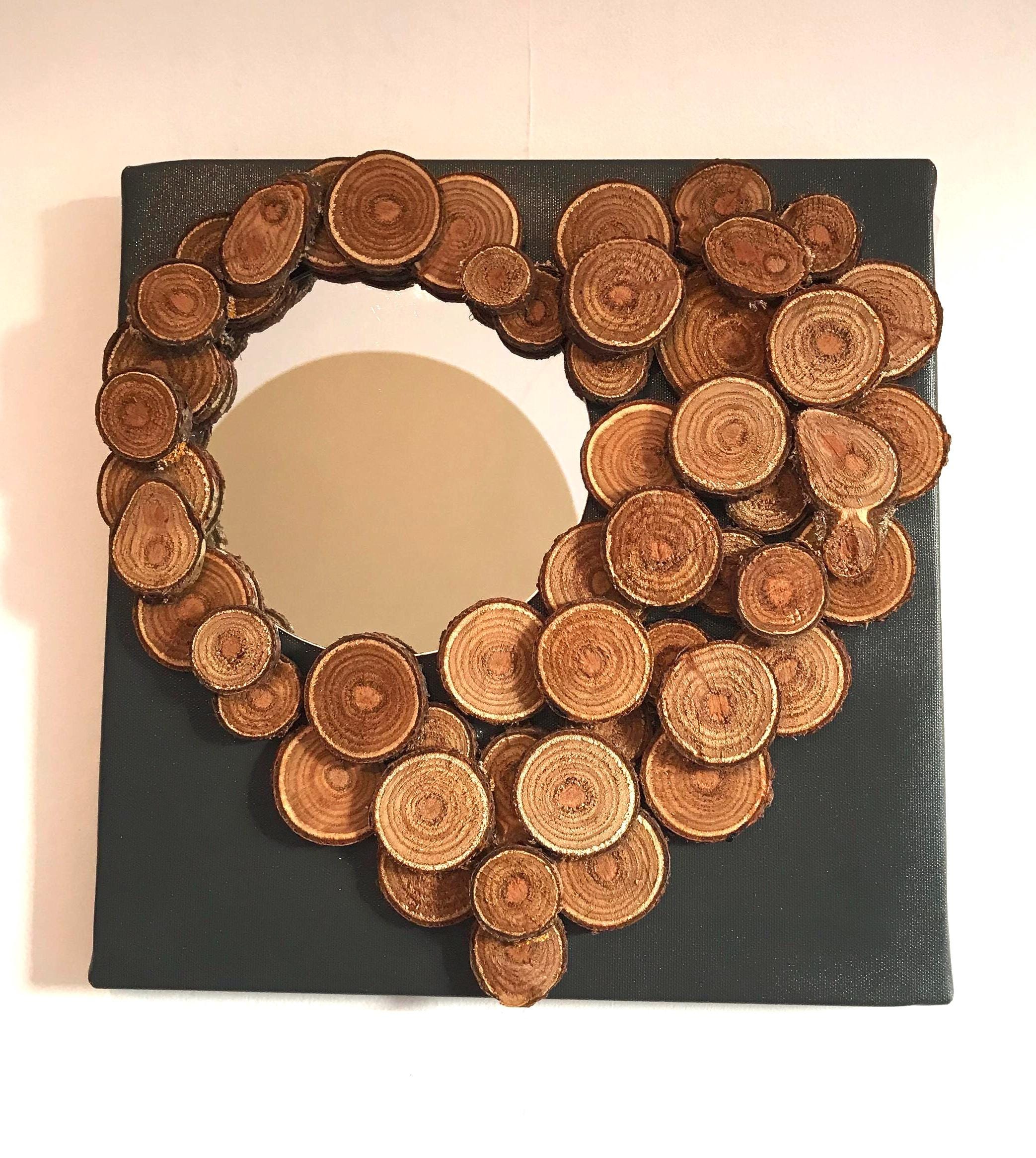 Miroir Cœur Bois, Coeur, Miroir Cadre Miroir, Tableau Rond, Mural, Miroir Rond Forme Coeur