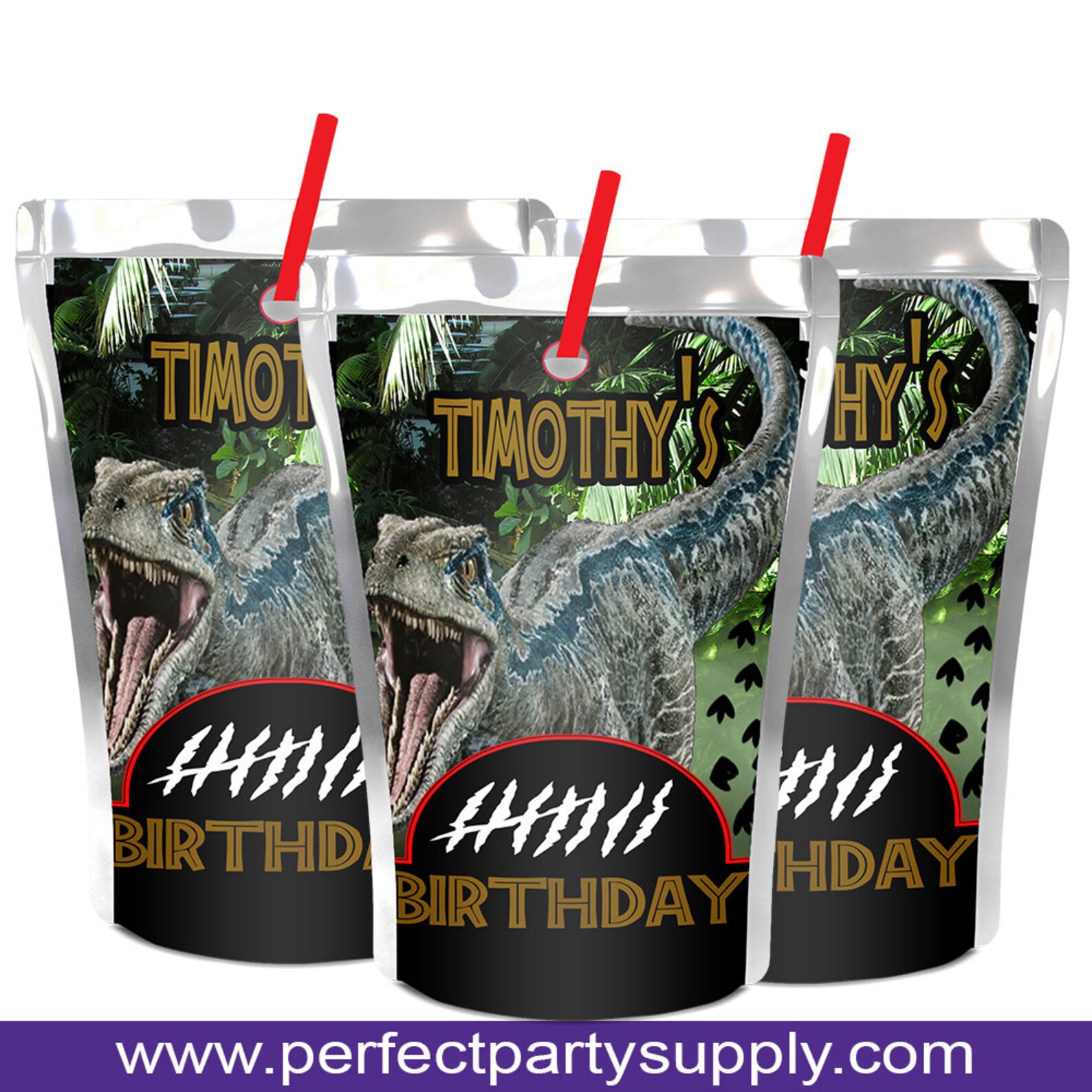 Dinosaur Juice Pouch Label-jurassic Park Theme Juice Pouch - Etsy