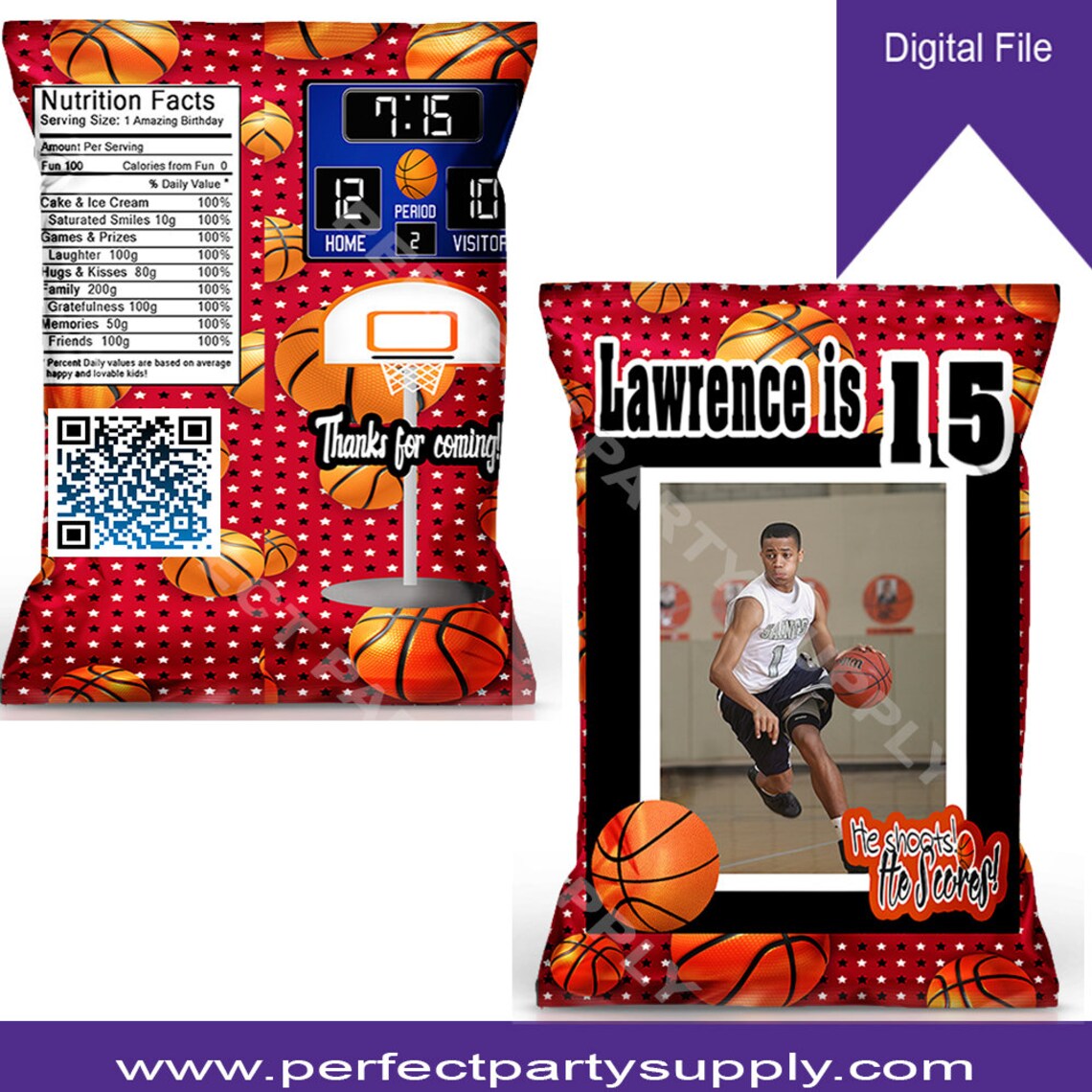 Basketball Theme Chip Snack Bag Favor Basketball Theme Party Etsy