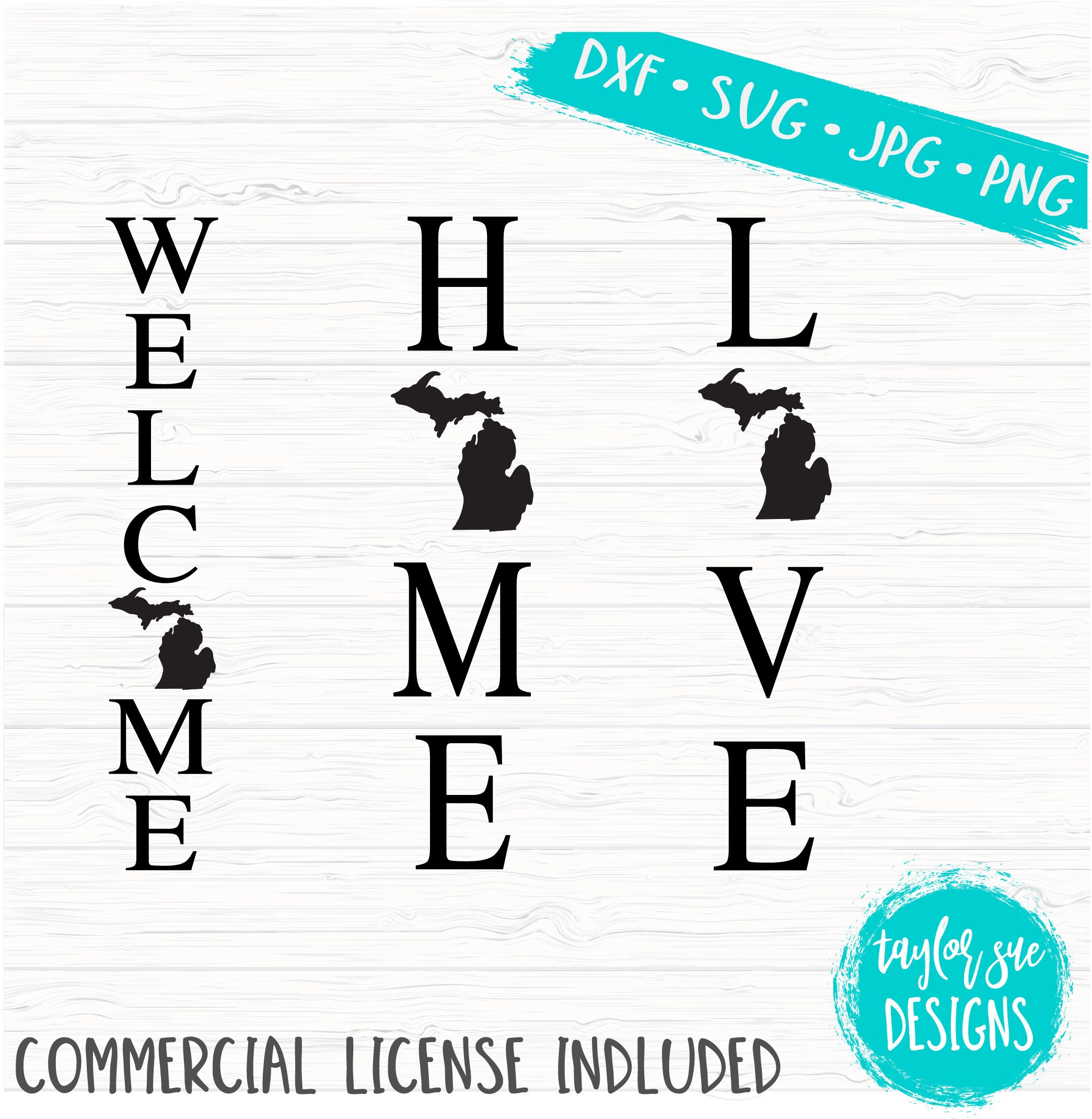 Download Michigan Welcome Vertical Planks Home Love SVG DXF JPG Cut ...