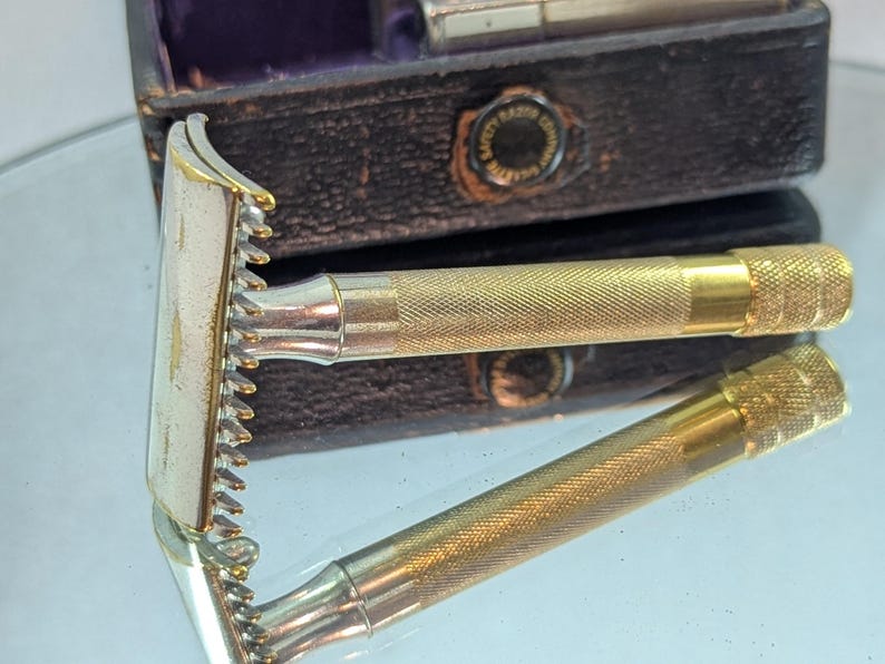 1920s Gillette Vintage Silver Old Type Single Ring Razor Set in Case ...