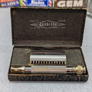 1920s Gillette EMPIRE SILVER Old Type Vintage Safety Razor Set - Made In England